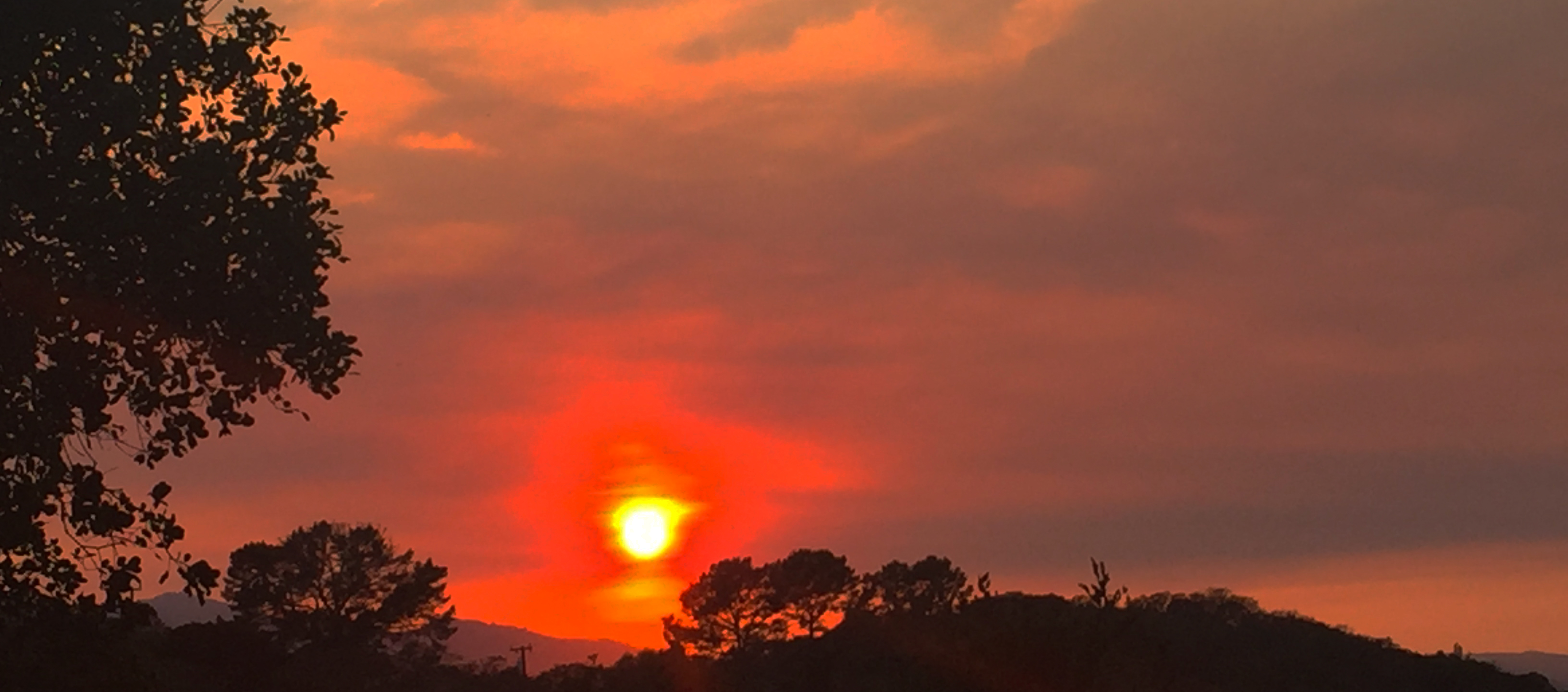 Sonoma and Napa Fires are the backdrop of this firey sunset in Novato